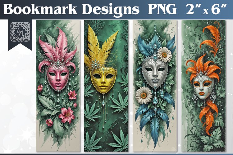 Mardi Gras Printable Bookmark 4 PNG / Mask