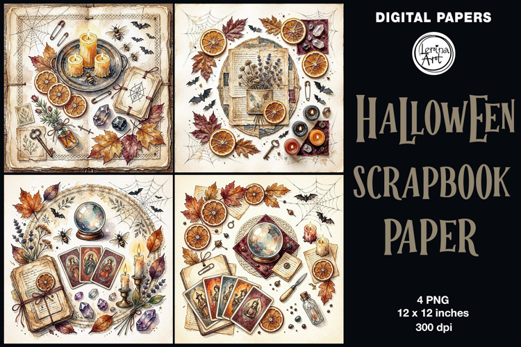 Halloween digital papers. Junk Journal page. Scrapbook