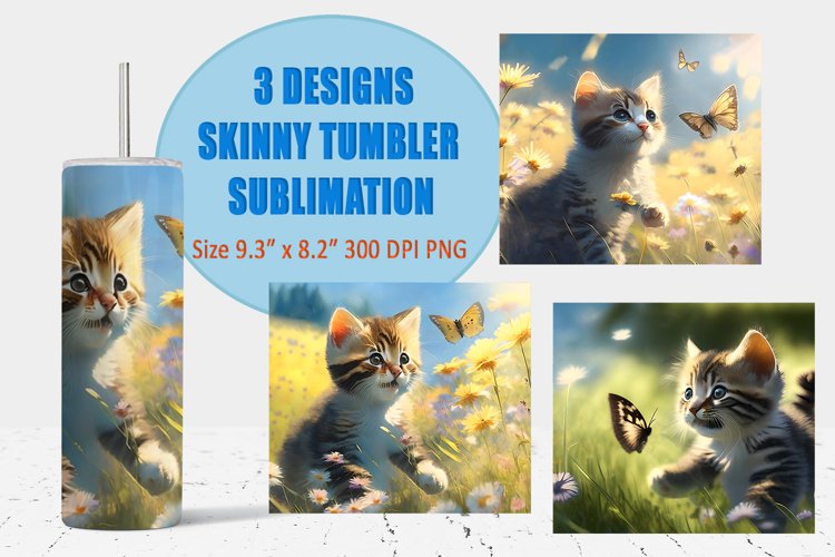 Cat Sublimation tumbler wrap | Summer cat | png