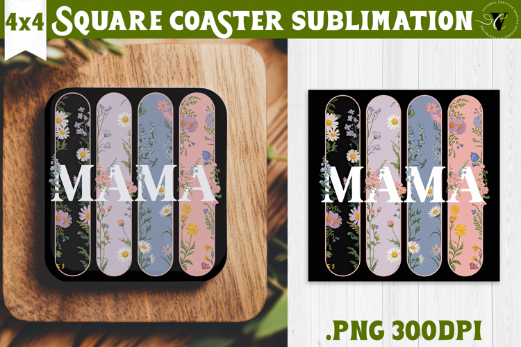 Square Coaster | Mothers Day | Flowers, Mom