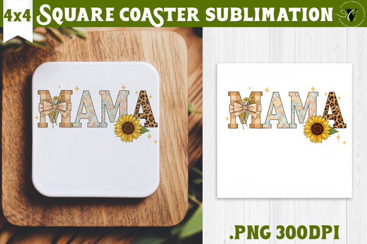 Square Coaster | Mothers Day | Flowers, Mom