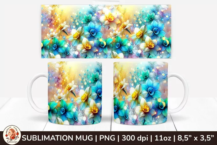 3D Flowers Mug, Spring Flowers, Spring Mug, 11 oz mug