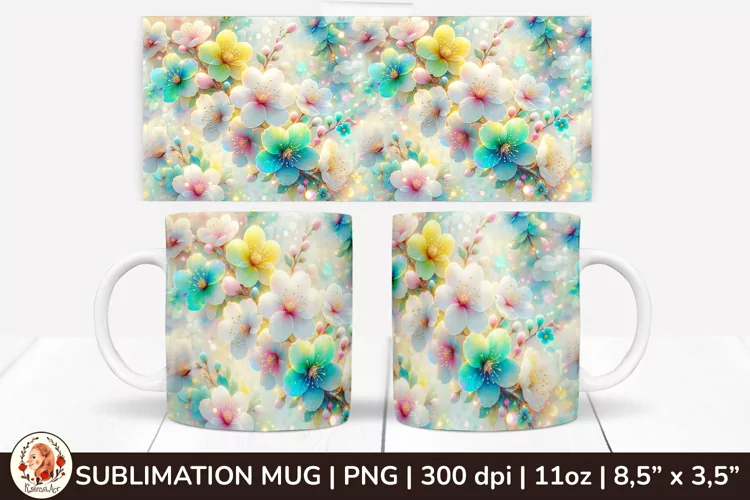 3D Flowers Mug, Spring Flowers, Spring Mug, 11 oz mug
