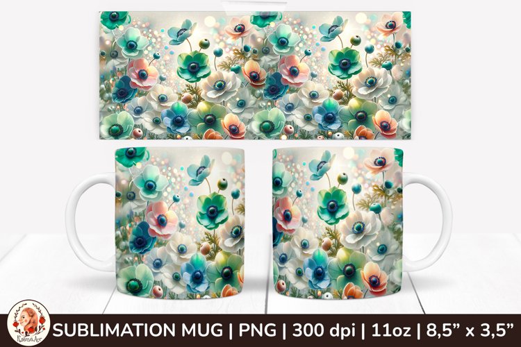 3D Flowers Mug, Spring Flowers, Spring Mug, 11 oz mug example image 1