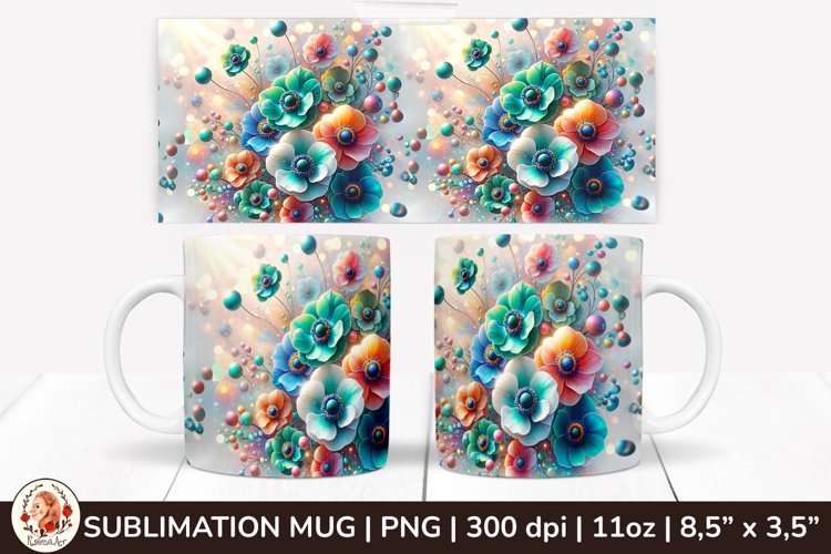 3D Flowers Mug, Spring Flowers, Spring Mug, 11 oz mug