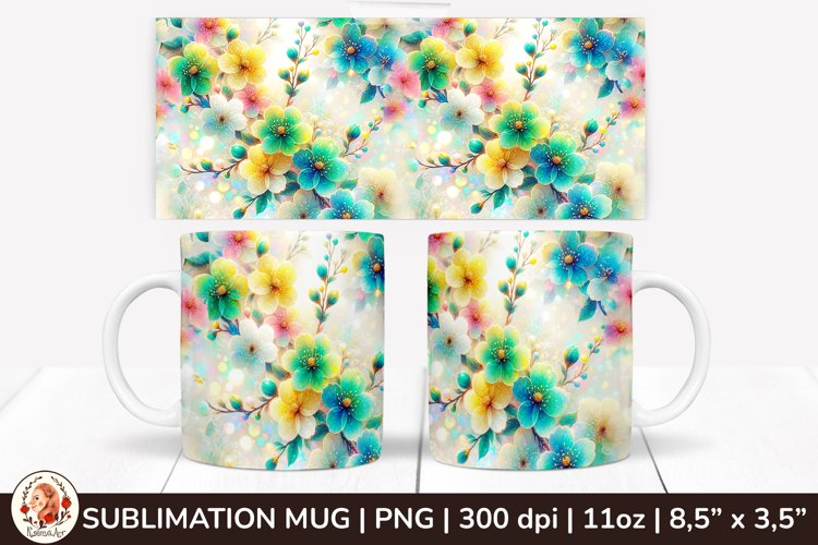 3D Flowers Mug, Spring Flowers, Spring Mug, 11 oz mug example image 1