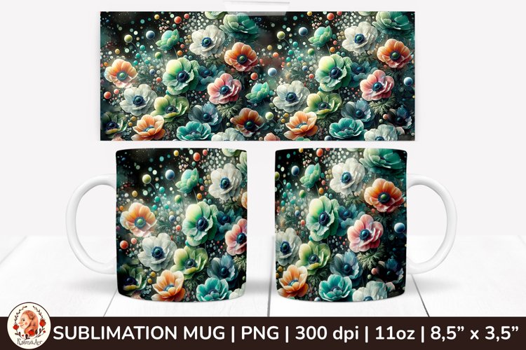 3D Flowers Mug, Spring Flowers, Spring Mug, 11 oz mug