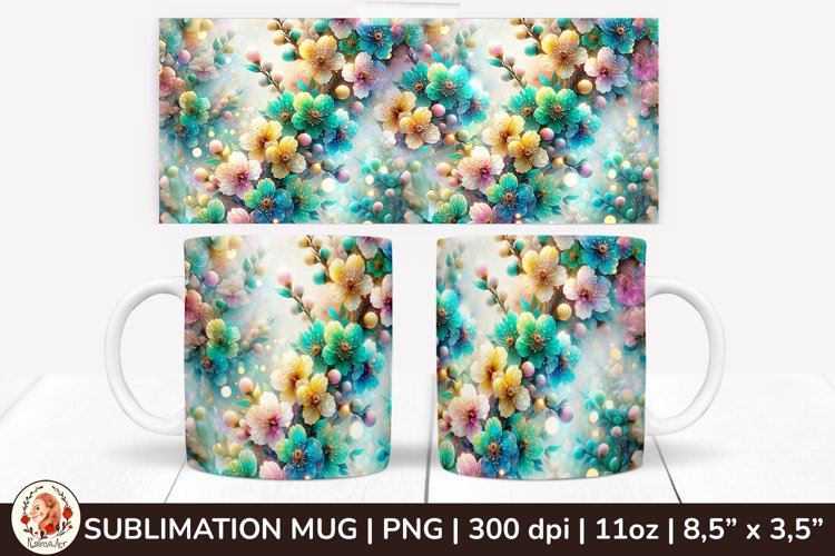 3D Flowers Mug, Spring Flowers, Spring Mug, 11 oz mug example image 1