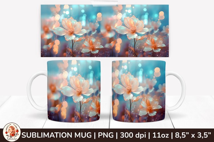 3D Flowers Mug, Spring Flowers, Spring Mug, 11 oz mug