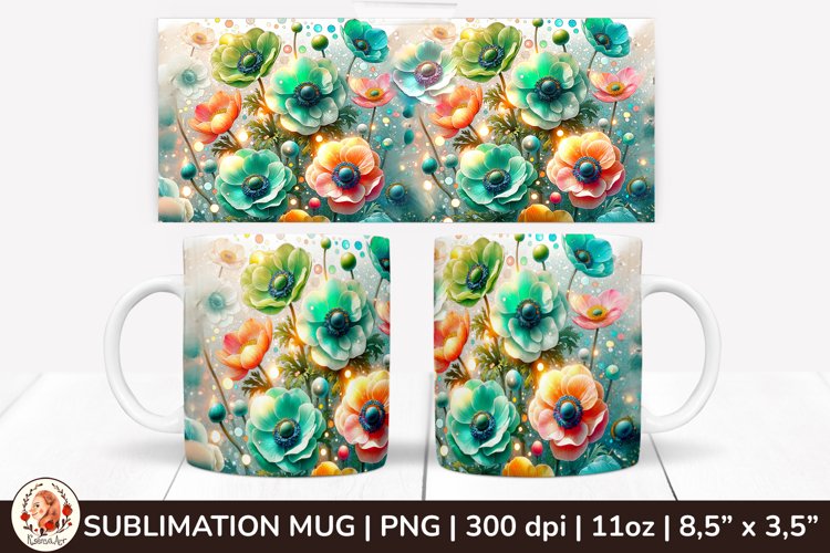 3D Flowers Mug, Spring Flowers, Spring Mug, 11 oz mug example image 1