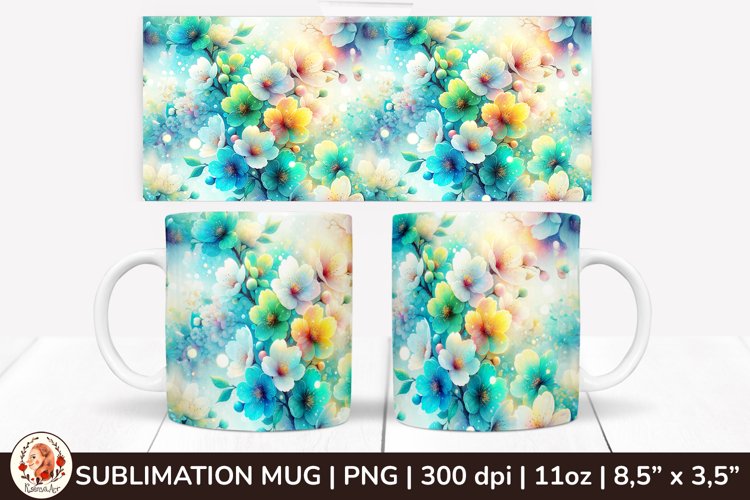 3D Flowers Mug, Spring Flowers, Spring Mug, 11 oz mug example image 1
