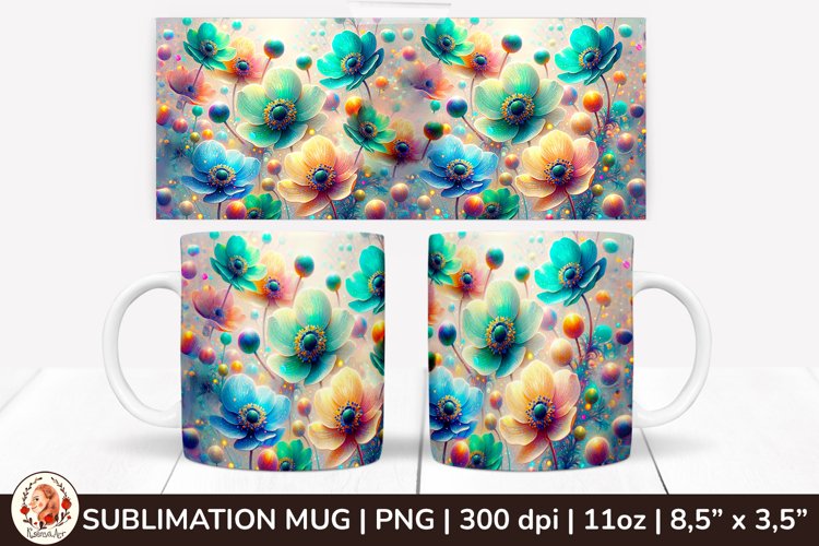 3D Flowers Mug, Spring Flowers, Spring Mug, 11 oz mug example image 1
