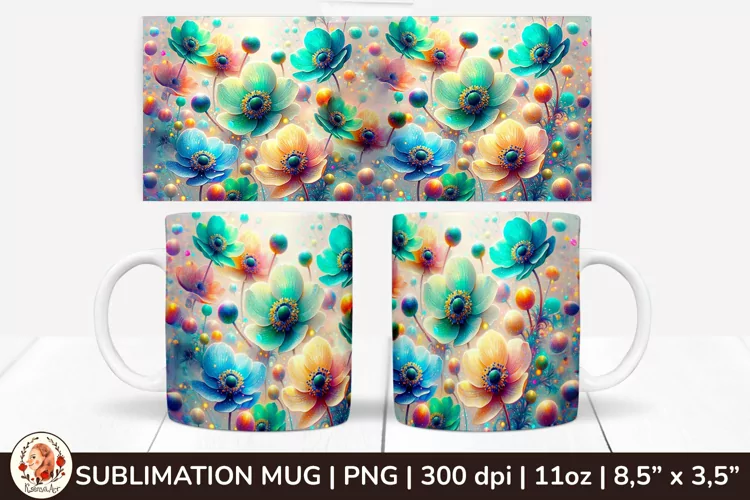 3D Flowers Mug, Spring Flowers, Spring Mug, 11 oz mug