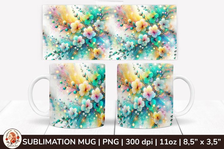 3D Flowers Mug, Spring Flowers, Spring Mug, 11 oz mug example image 1