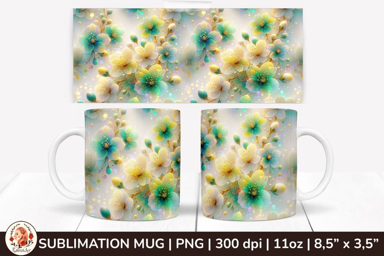 3D Flowers Mug, Spring Flowers, Spring Mug, 11 oz mug example image 1