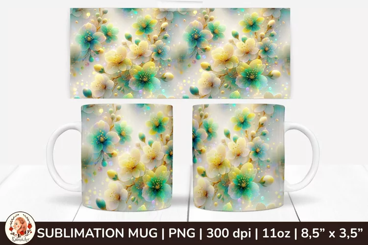 3D Flowers Mug, Spring Flowers, Spring Mug, 11 oz mug