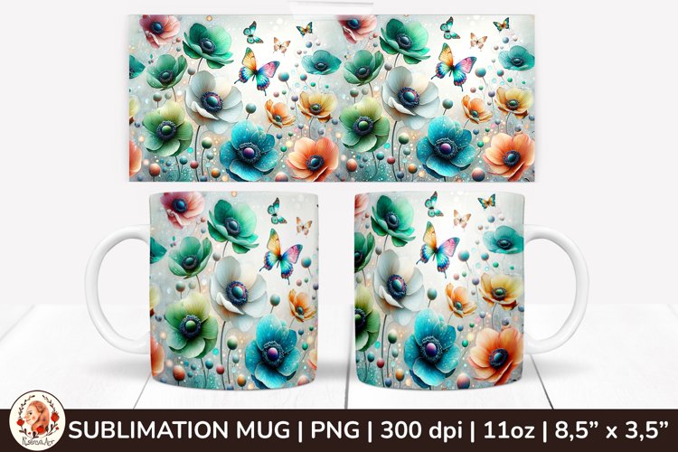 3D Flowers Mug, Spring Flowers, Spring Mug, 11 oz mug example image 1