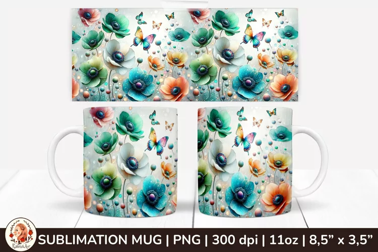 3D Flowers Mug, Spring Flowers, Spring Mug, 11 oz mug