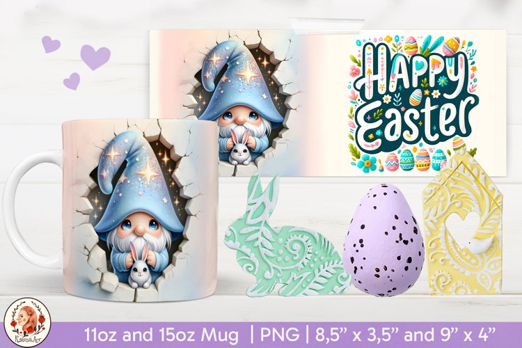 3D Mug Easter, Easter Gnome, Cracked Wall example image 1