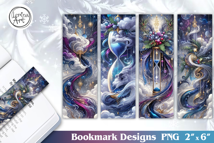 Christmas / Hourglass / Printable Bookmark / 4 PNG