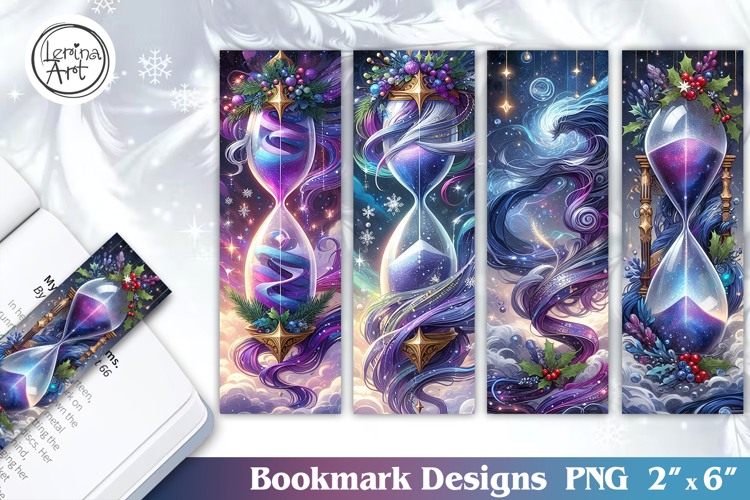 Christmas / Hourglass / Printable Bookmark / 4 PNG