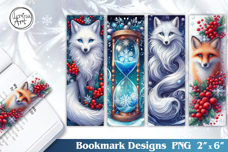 Christmas / Polar Fox / Printable Bookmark / 4 PNG