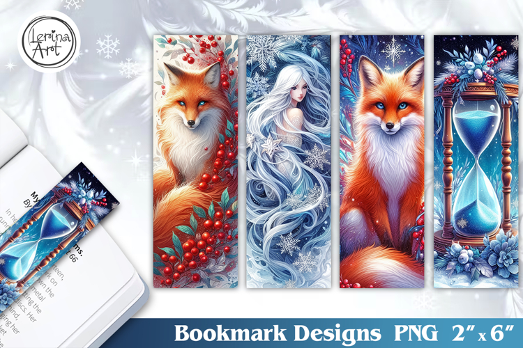 Christmas / Polar Fox / Printable Bookmark / 4 PNG