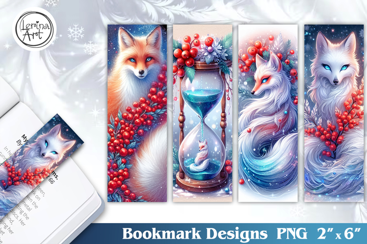 Christmas / Polar Fox / Printable Bookmark / 4 PNG