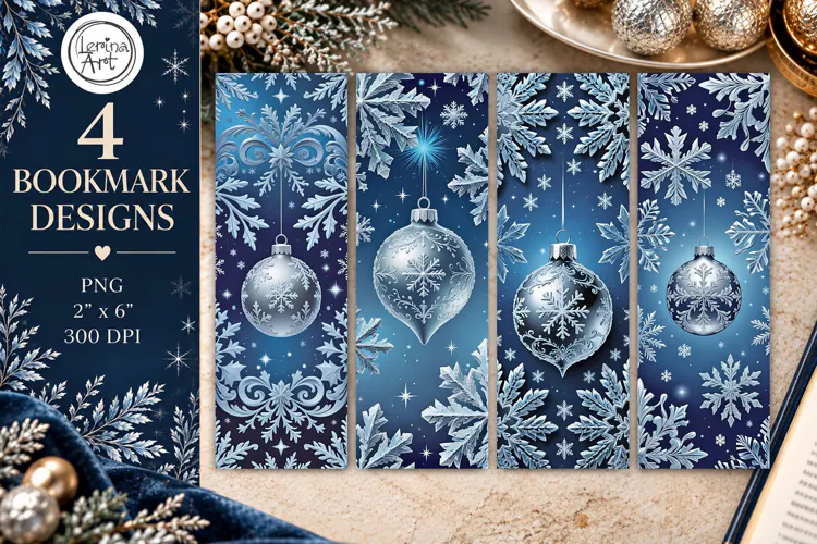 Christmas / Snowflakes / Printable Bookmark / 4 PNG