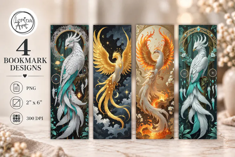 Phoenix Printable Bookmark 4 PNG