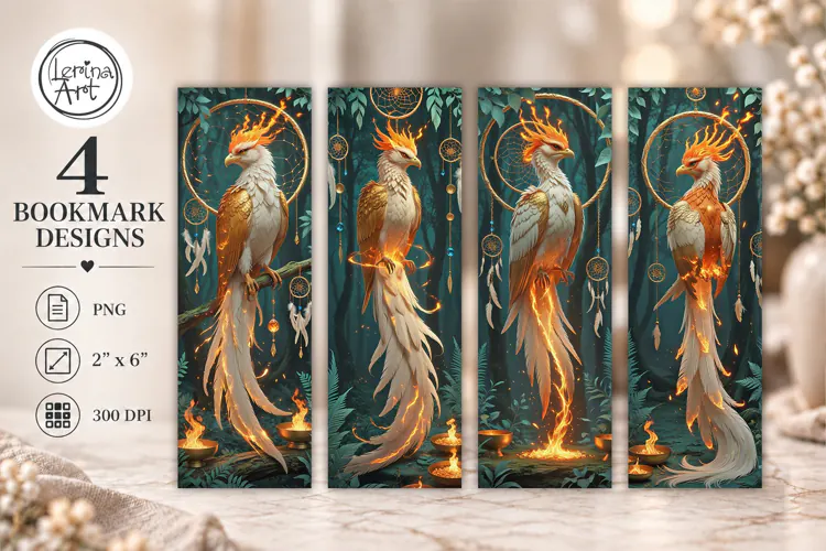 Phoenix Printable Bookmark 4 PNG