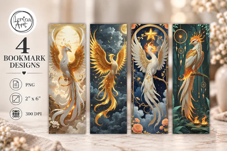 Phoenix Printable Bookmark 4 PNG