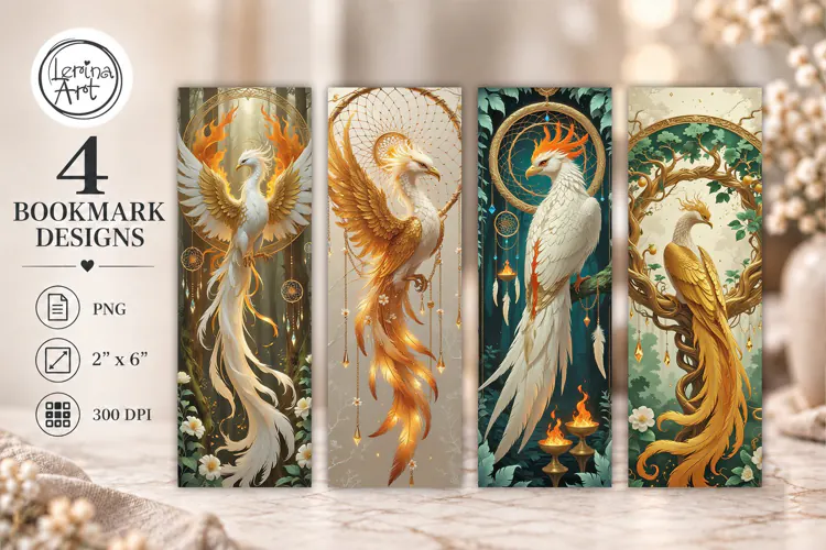 Phoenix Printable Bookmark 4 PNG