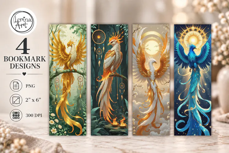 Phoenix Printable Bookmark 4 PNG