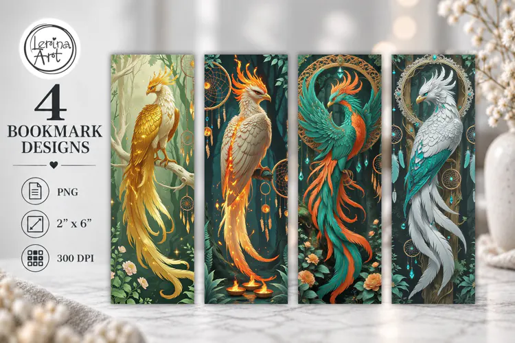 Phoenix Printable Bookmark 4 PNG