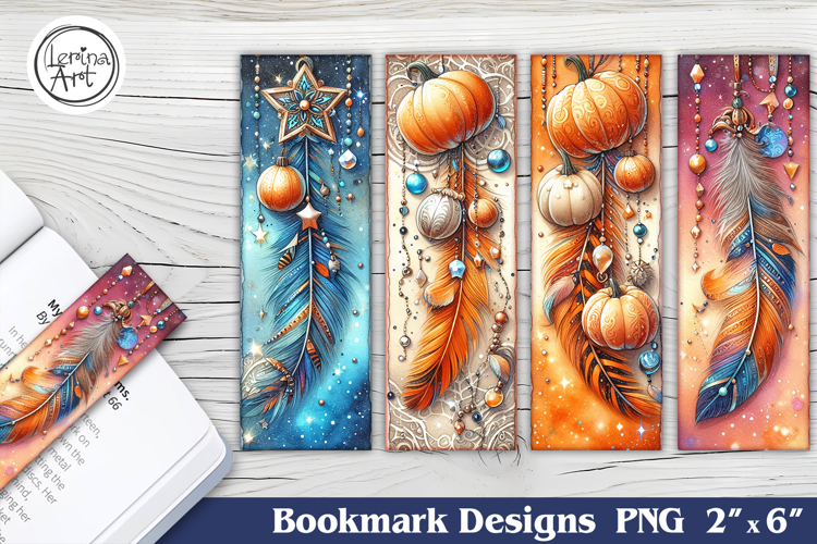 Halloween Boho Pumpkin Printable Bookmark 4 PNG