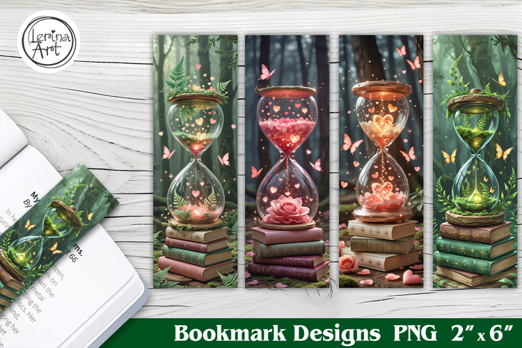 Valentine Hourglass Printable Bookmark 4 PNG