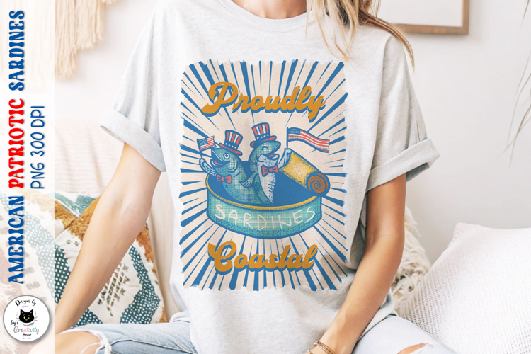 Retro Sardines | American Patriotic Shirt Sublimation | DTF