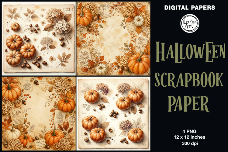Halloween digital papers. Junk Journal page. Scrapbook
