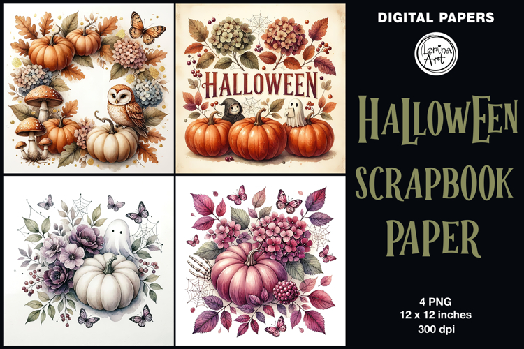 Halloween digital papers. Junk Journal page. Scrapbook
