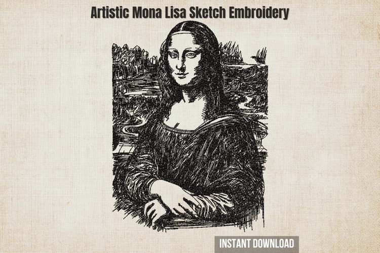 Artistic Mona Lisa Sketch Embroidery