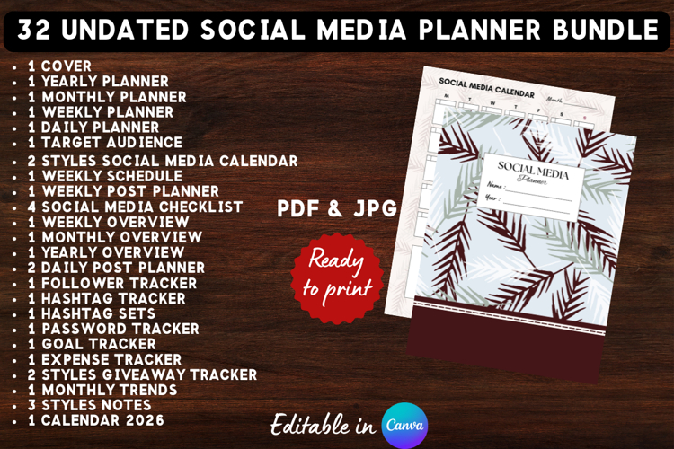 32in1 Printable Social Media Planner Template Bundle 9