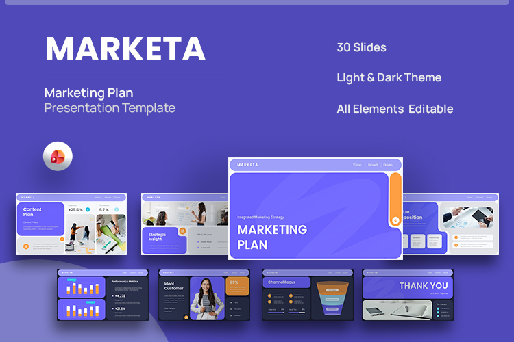 Marketa - Marketing Plan PowerPoint Template