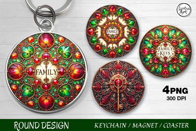 Round Pattern. Key Collection. Coaster/keychain/magnets PNG