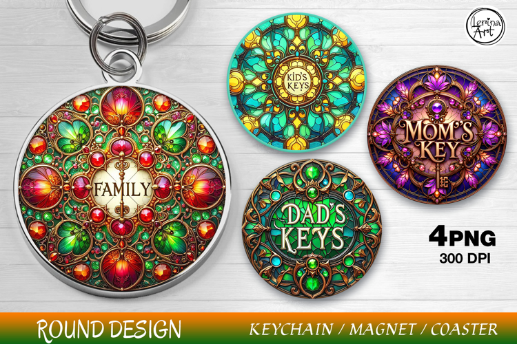 Round Pattern. Key Collection. Coaster/keychain/magnets PNG