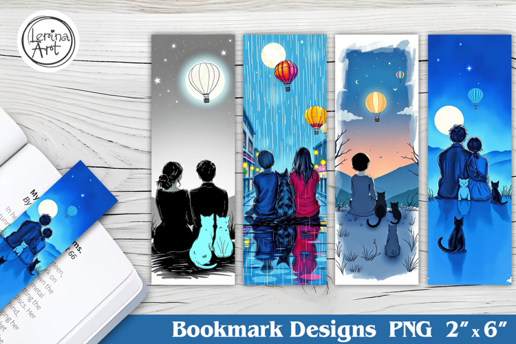 Night and Cat Printable Bookmark 4 PNG