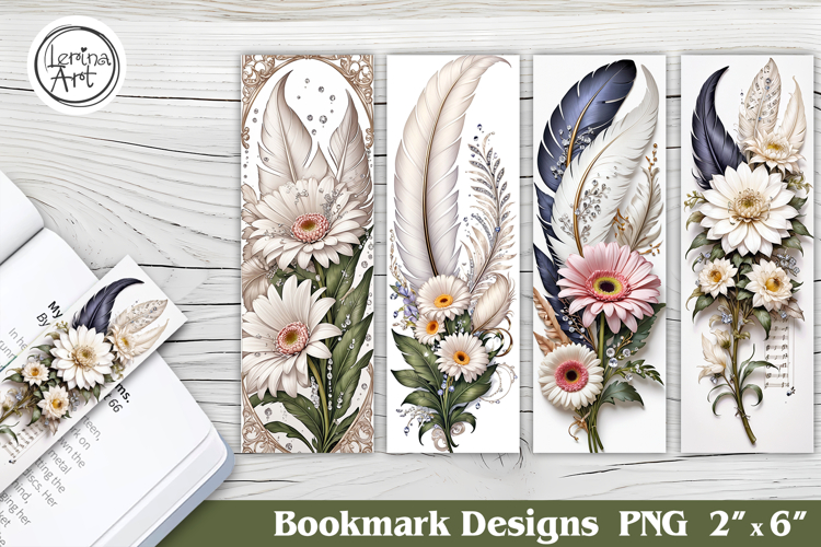 Feather and Flower Printable Bookmark 4 PNG