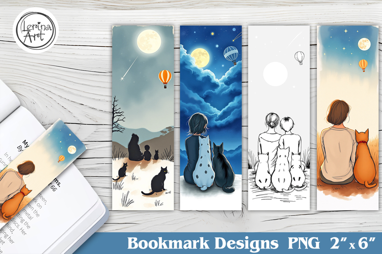 Night and Cat Printable Bookmark 4 PNG