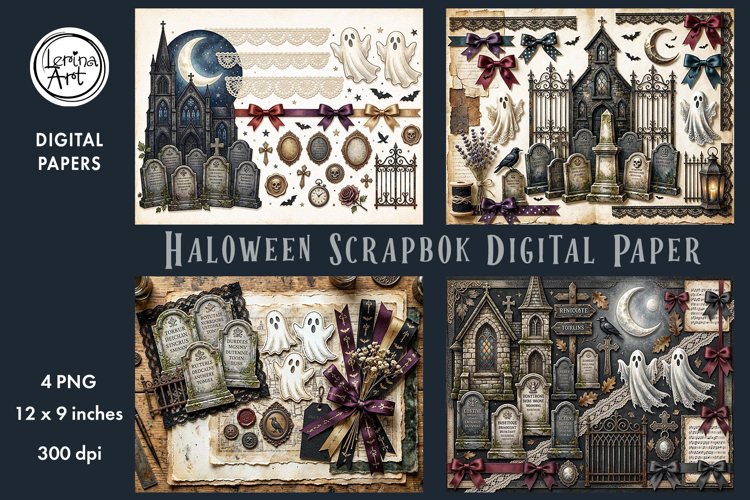 Halloween digital papers. Junk Journal page. Scrapbook