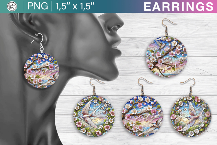 Spring earrings sublimation designs, 4 PNG